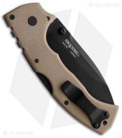 Cold Steel 4 Max Scout Tri-Ad Lock Knife Desert Tan Griv-Ex (4" Black) 7 Cold Steel 4 Max Scout Tri-Ad Lock Knife Desert Tan Griv-Ex (4" Black) -Knives World Shop Cold Steel 4 Max Scout Desert Tan Black BHQ 176064 jr side