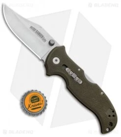 Cold Steel Bush Ranger Lite Rocker Lock Knife OD Green GFN (3.5" Satin) 21A -Knives World Shop Cold Steel Bush Ranger Lite Rocker Lock OD Green GFN Satin 21A BHQ 80429 jr bottlecap