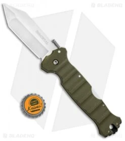 Cold Steel Immortal Lockback Knife OD Green G-10 (4" Satin S35VN) 23HVG -Knives World Shop Cold Steel Imoortal LB Green 23HVG BHQ 87151 jr bottlecap