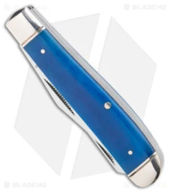 Cold Steel Mini Trapper Slip Joint Knife Blue Bone (2.7" Satin) -Knives World Shop Cold Steel Mini Trapper SJ Blue Bone Satin BHQ 140036 jr spine