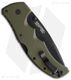 Cold Steel Recon 1 Spear Point Lockback Knife OD Green G-10 (4" Black) -Knives World Shop Cold Steel Recon 1 SP Green Black BHQ 175526 jr side