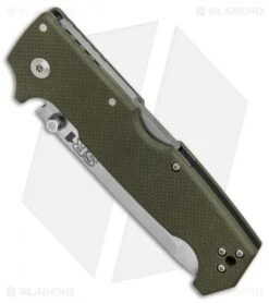 Cold Steel SR1 Tri-Ad Lock Tanto Knife OD Green G-10 (4" Satin S35VN) 62LA -Knives World Shop Cold Steel SR1 Tanto OD Green G10 satin BHQ 80422 er spine