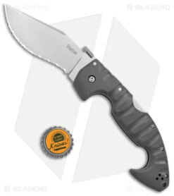 Cold Steel Spartan Kopis Tri-Ad Lockback Knife Gray (4.5" SW Serr AUS 10A) -Knives World Shop Cold Steel Spartan Kopis Tri Ad Lock SW Serr BHQ 140027 jr bottlecap